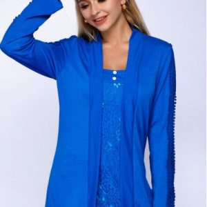 Lace Panel Long Sleeve Faux Two Piece T Shirt