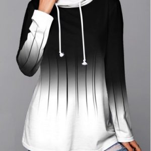 White Ombre Long Sleeve Cowl Neck Sweatshirt