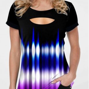 Colorful Cutout Neck Short Sleeve T Shirt