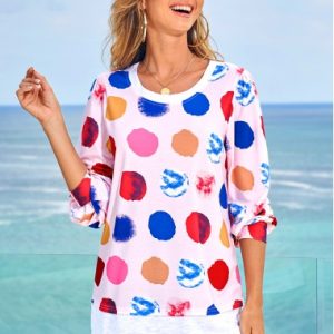 Rainbow Color Polka Dot Long Sleeve T Shirt