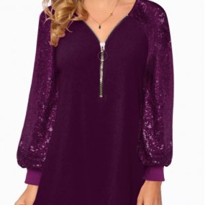 Solid Long Sleeve Quarter Zip T Shirt