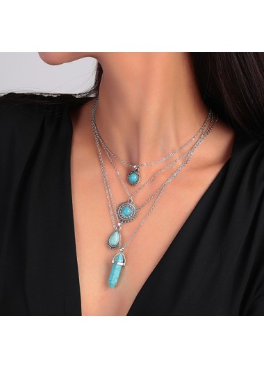 Mint Green Waterdrop Alloy Necklaces Set